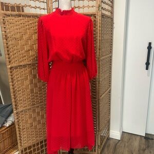 Nwt Nanette Lepore Vibrant Red Long Sleeve Dress